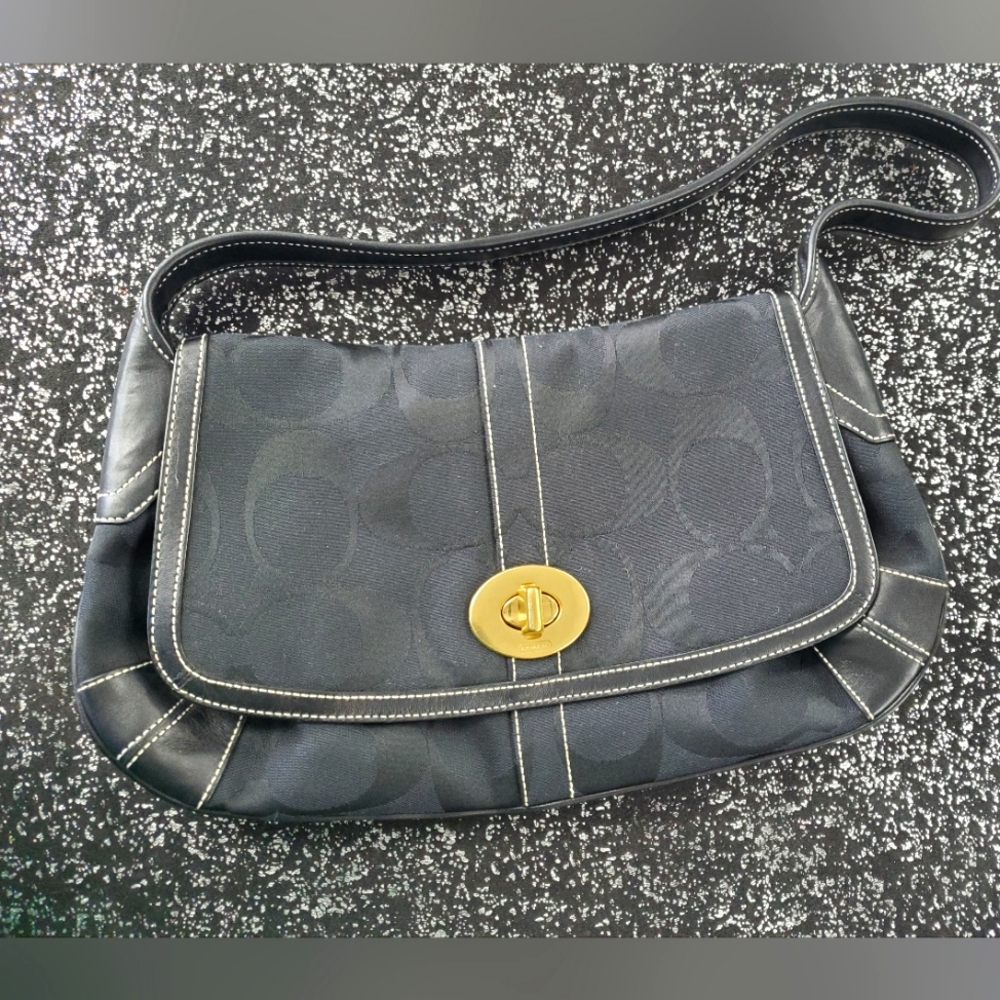 Coach Black Monogram Print Shoulder Bag
